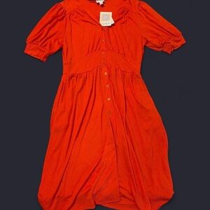 Orange Button-Down Dress